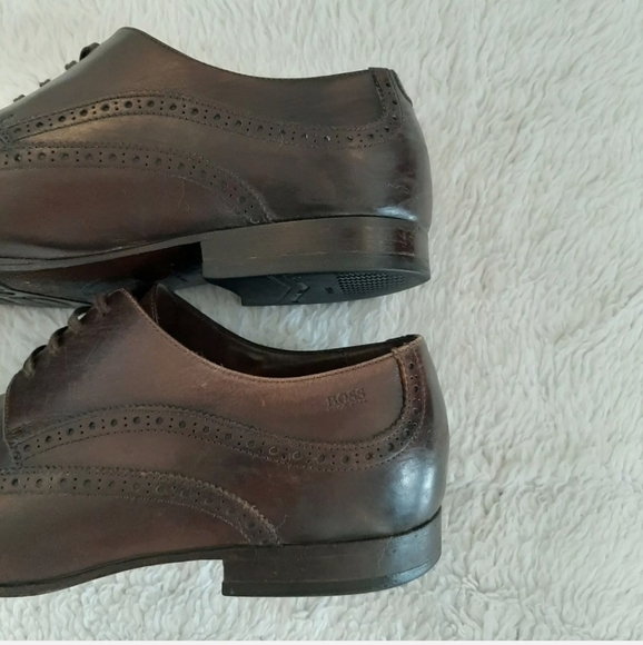 Hugo Boss Wing Tip Oxford Shoes Size 7.5 Brown - Picture 7 of 12